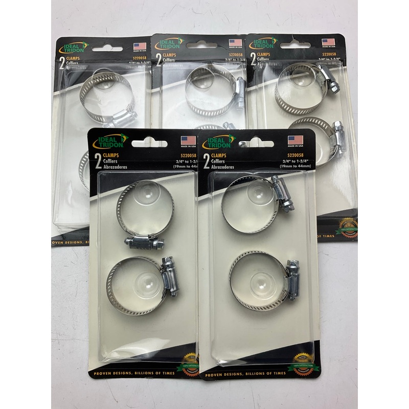 (10) Clamps Total - Ideal 5220058 Hose Clamps, 3/4'' To 1-3/4'' Clamping Range