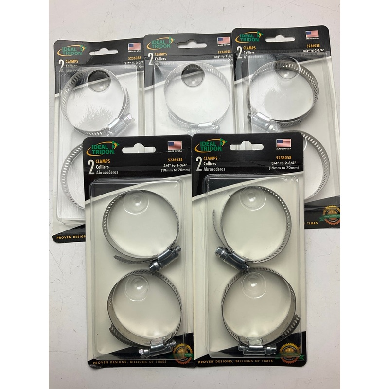 (10) Clamps Total - Ideal 5236058 Hose Clamps - 3/4'' To 2-3/4'', 5 Packs Of 2 Ea.