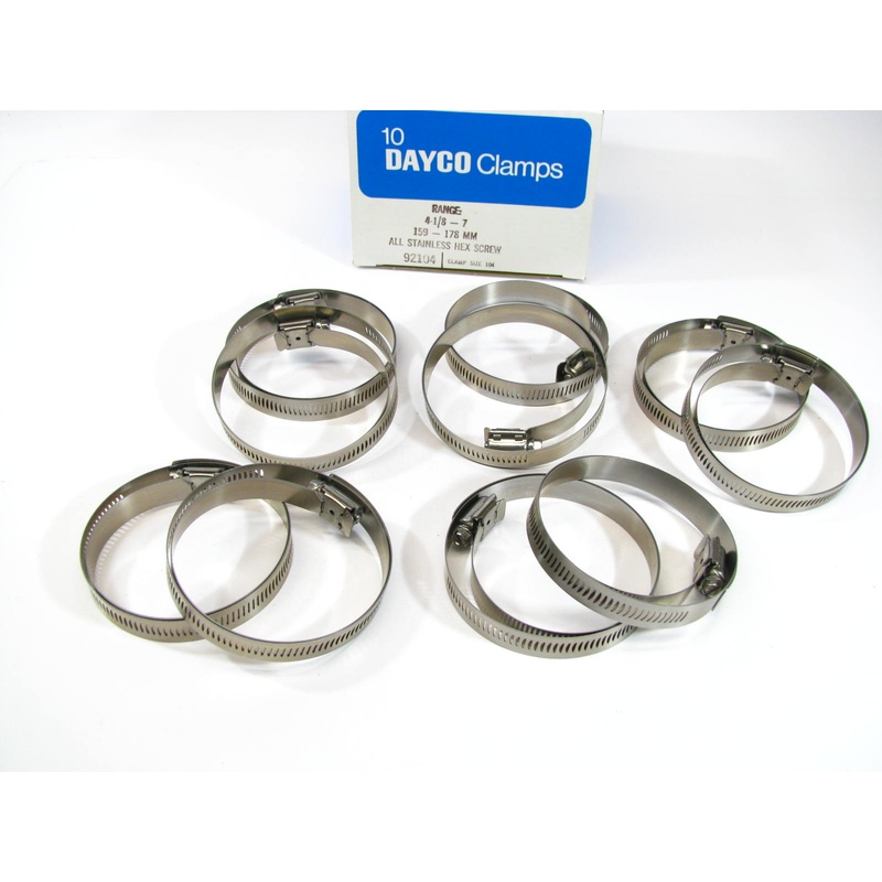 (10) Dayco 92104 Stainless Steel Worm Gear Hose Clamp - 4-1/8'' - 7''