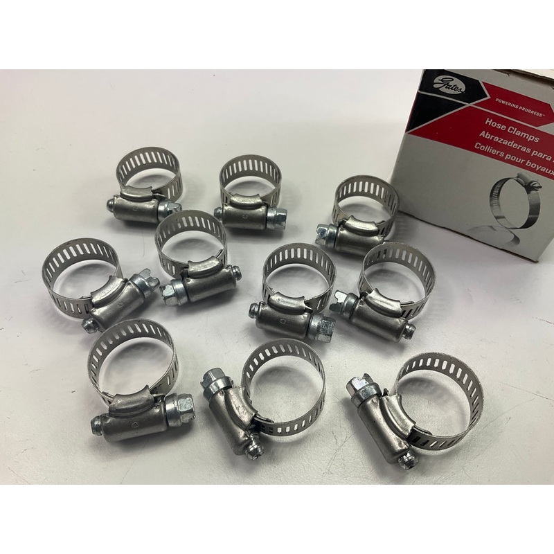(10) Gates 32008 Stainless Hose Clamps, SAE Size 08,  7/16'' To 1'' Diameter