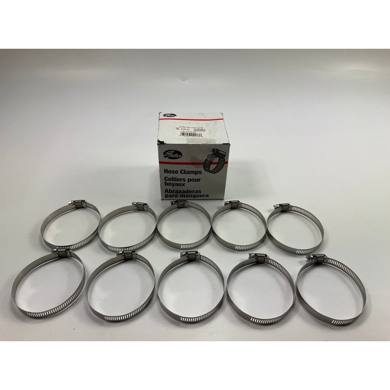 (10) Gates 32052 Stainless Steel #52 Hose Clamps, 1-7/8'' To 3-3/4'' Diameter