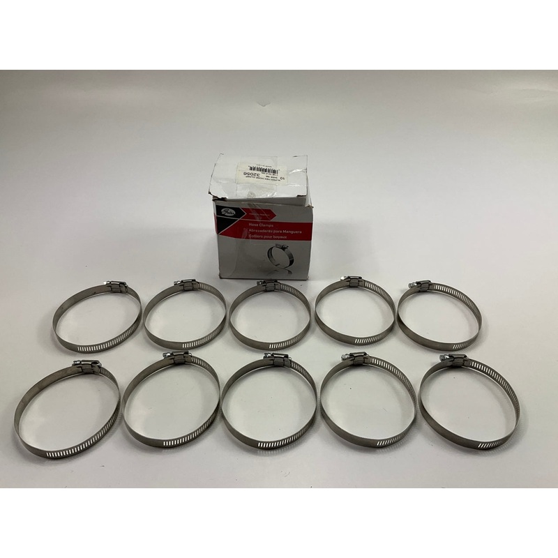 (10) Gates 32056 Stainless Hose Clamps, Size # 56, 2-1/8'' To 4'' Clamping Dia.