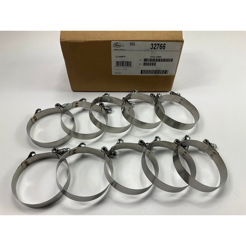 (10) Gates 32766 Heavy-Duty T-Bolt Clamps, Clamping Range 3-1/2'' To 3-13/16''