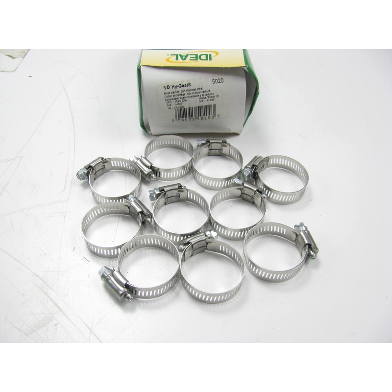 (10) Ideal 5020 SAE #20 Stainless Steel 3/4'' - 1-3/4'' Worm Gear Hose Clamps 9/16