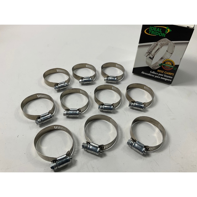 (10) Ideal 5228 Hose Clamps, 1-1/4'' - 2-1/4'' (32mm-57mm) Clamping Range