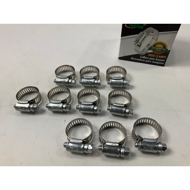 (10) Ideal Tridon 5210 Worm Gear Hose Clamp 1/2'' Wide, 1/2'' To 1-1/8'' SAE #10