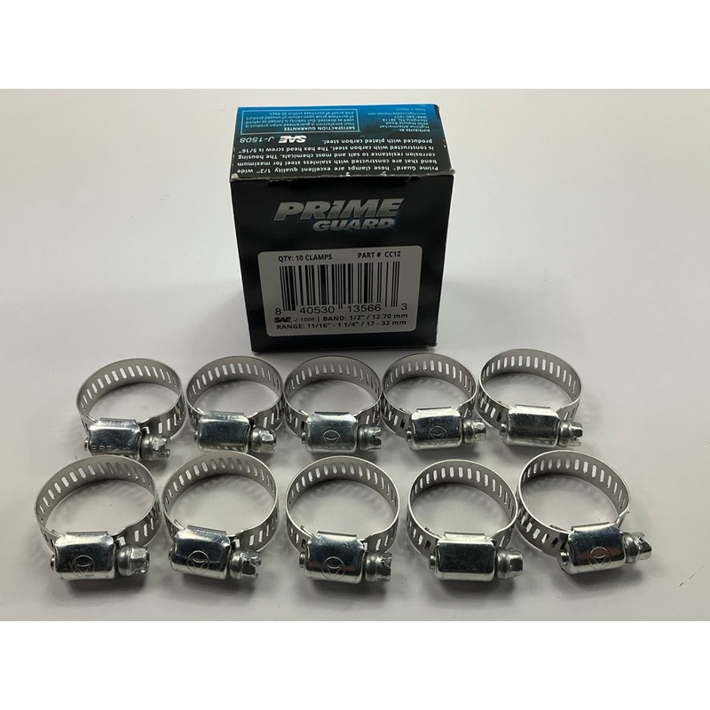 (10) Prime Guard CC12 Hose Clamps - 11/16'' - 1-1/4'' (17-32mm) Clamping Range