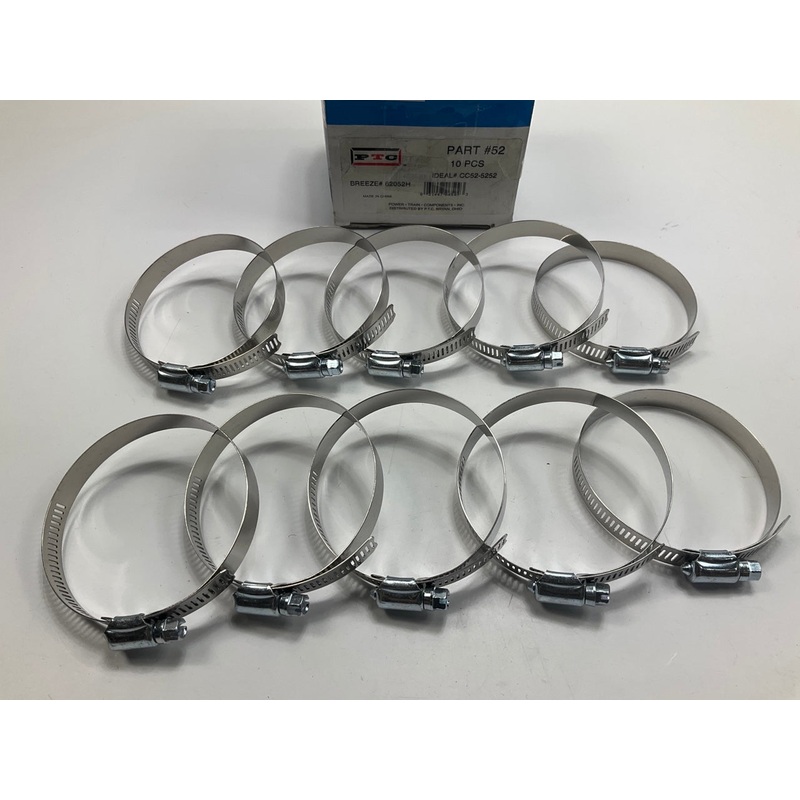 (10) PTC SAE #52 Large Hose Clamps, 2-13/16 To 3-3/4'' Clamping Range