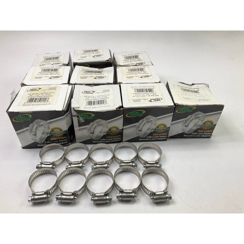 (100) Ideal 5020051 SS Hose Clamps, SAE Size # 20, 3/4'' To 1-3/4'' Clamping Range