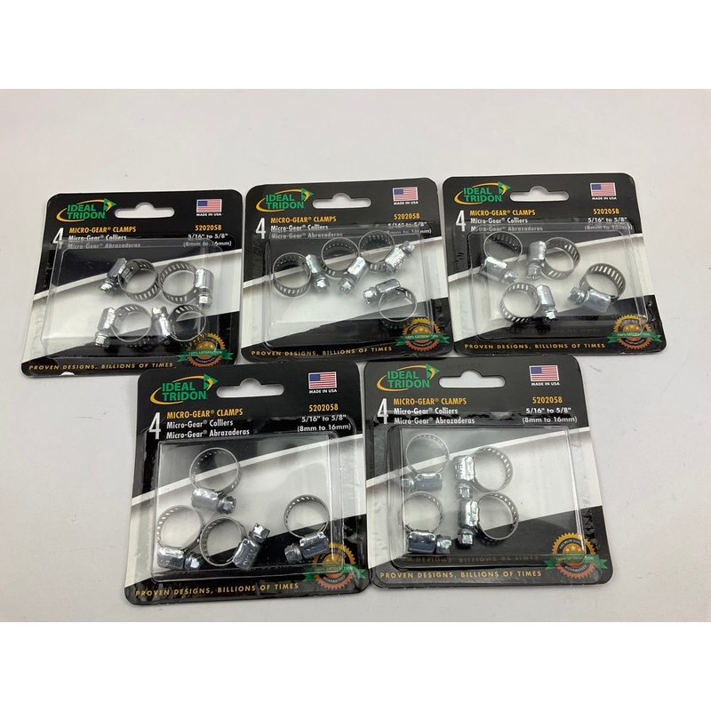 (20) Clamps Total - Ideal 5202058 Micro Gear Hose Clamps, 5/16'' To 5/8'' Range