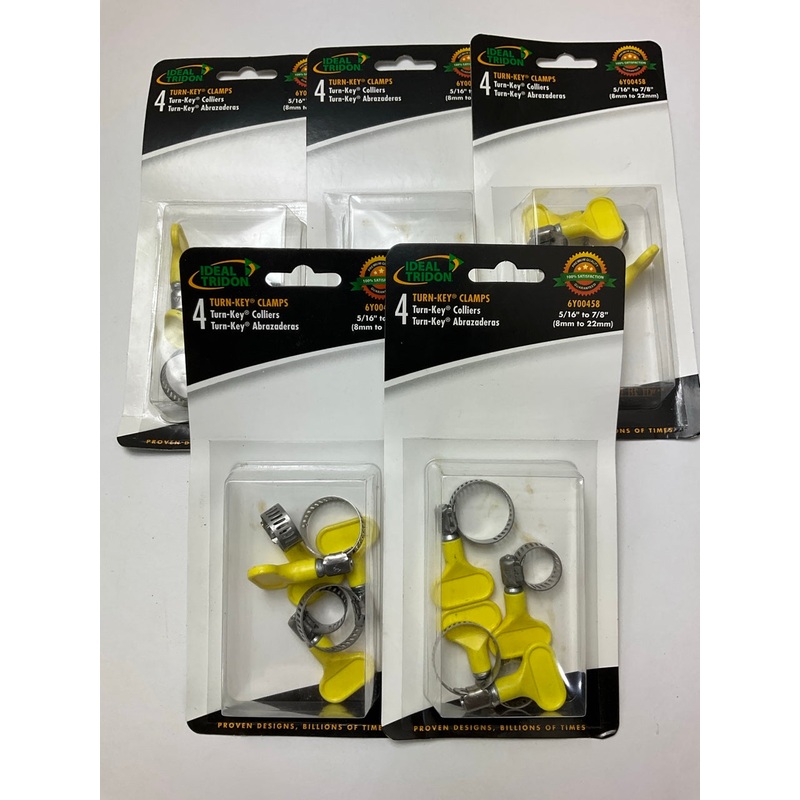 (20) Ideal 6Y004V Yellow Turn-key Hose Clamps 1/4''-7/8'' Dia, Size Micro 4 & 6