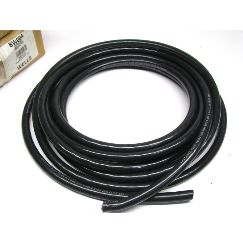 25 FEET - Wells BW00A Bulk Heavy Duty 2/0 Gauge Battery Cable, Made In USA