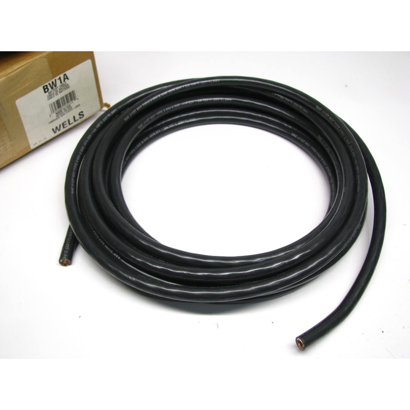 25 FEET - Wells BW1A BLACK 1 Gauge Battery Cable, Made In USA