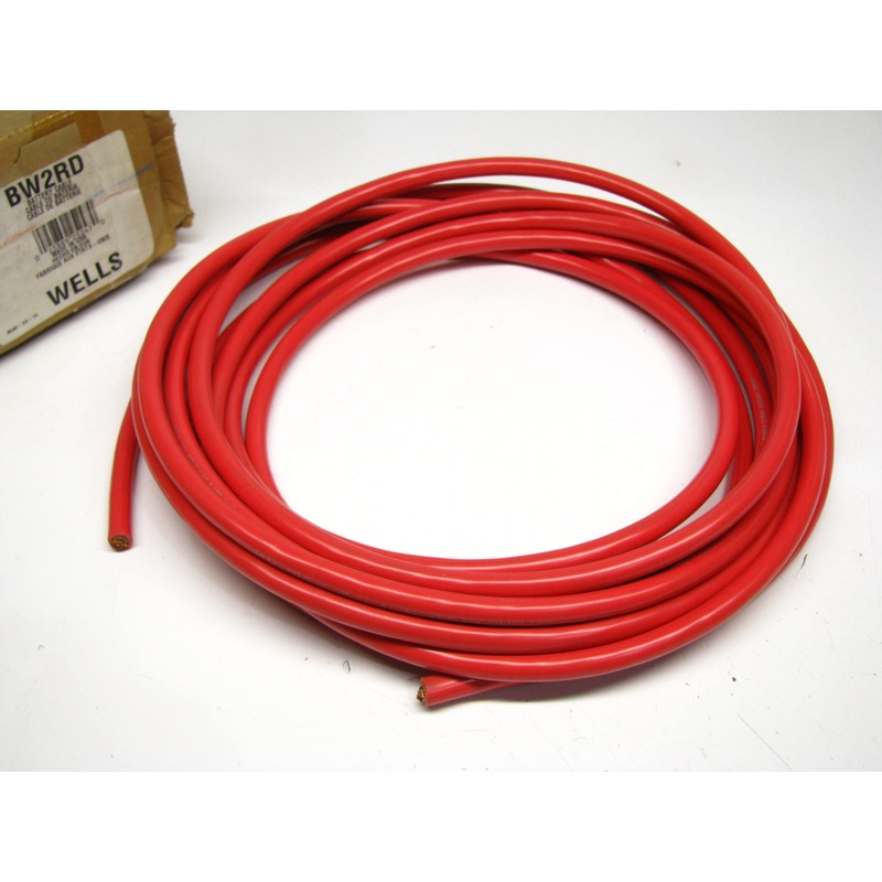 25 FEET - Wells BW2RD RED 2 Gauge Battery Cable, Made In USA, Battery Relocation