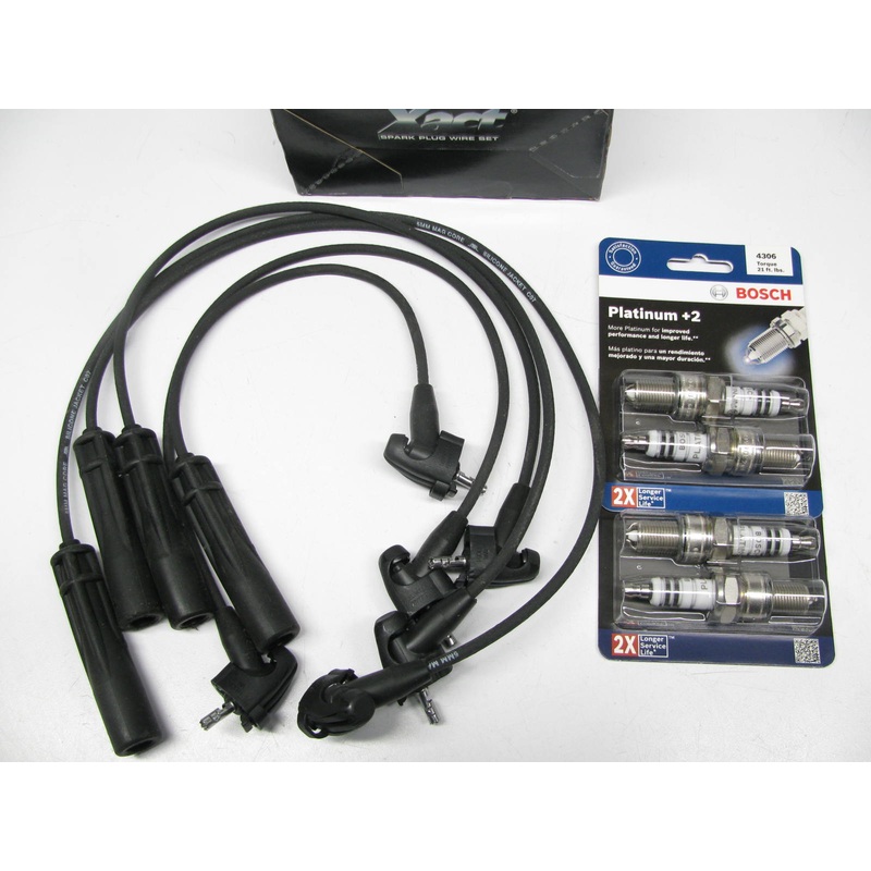 93-95 Toyota Pickup 2.4L 22RE Ignition Wire Set + (4) BOSCH Platinum Spark Plugs