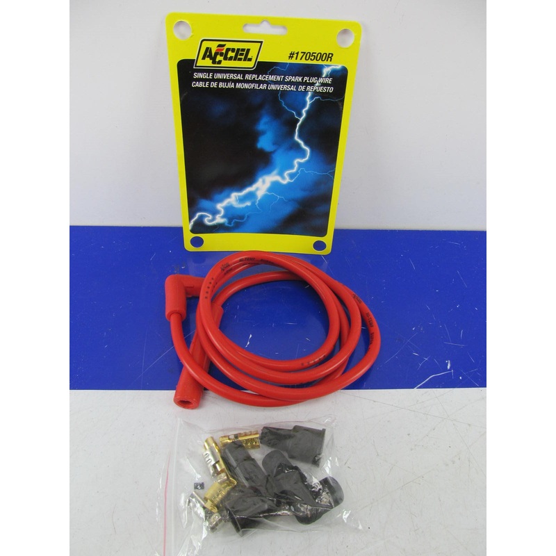 Accel 170500R UNIVERSAL Single Spark Plug Wire Lead - Straight & 90 Deg Boot