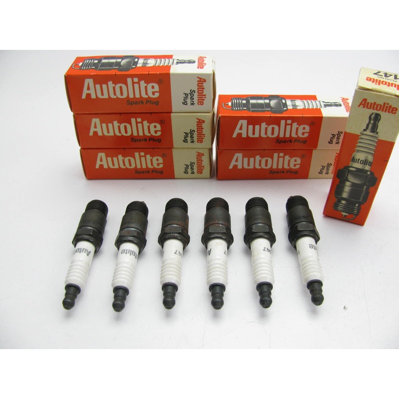 (x6) Autolite 147 Spark Plugs - Copper Resistor for 1970-1976 GM 250 4.1L