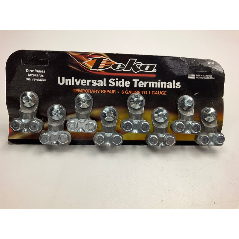 (8) Deka 00192 Universal Side Mount Battery Terminals With Bolts,  6 - 2/0 GAUGE