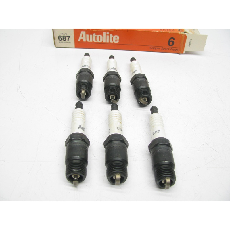 (6) Autolite 687 Ignition Spark Plugs - Copper Resistor