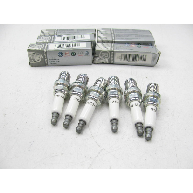 (6) OEM Vw Audi 06H905604 /BKR8EQUA Nickel 4-Electrode Spark Plugs
