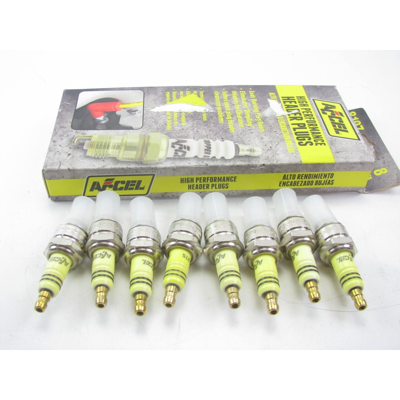 (8) Accel 8197 High Performance U-Groove Shorty Header Spark Plugs