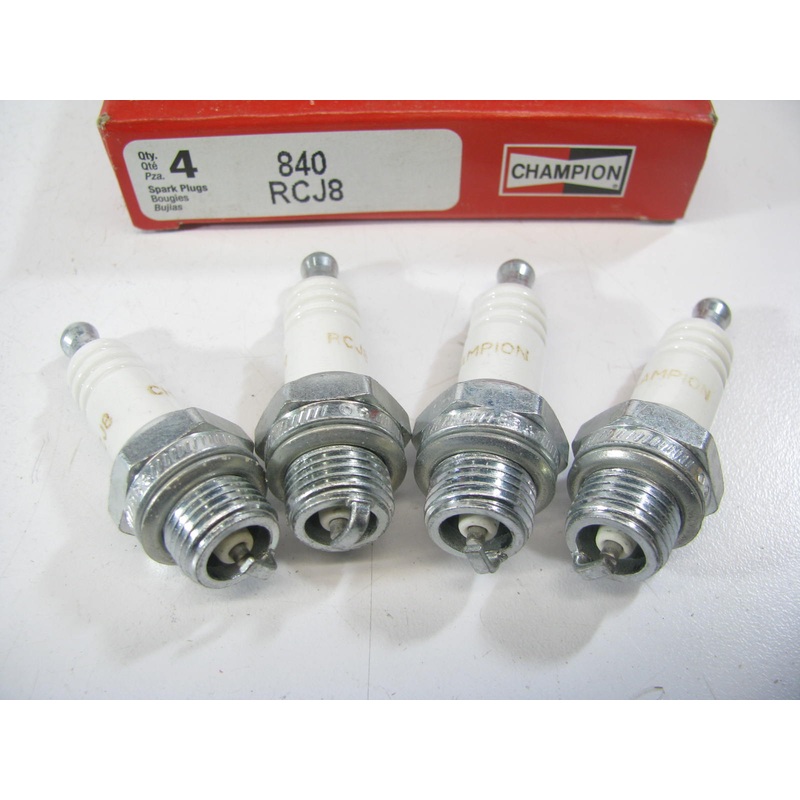 (4) Champion RCJ8 840 Ignition Spark Plugs - 14mm Thread 9.5mm Reach 19mm Hex
