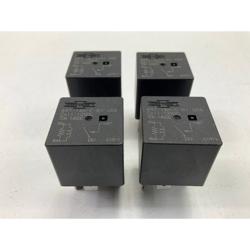 (4) New Unboxed Song Chuan 897-1AH-C-R1 Automotive Relay Heavy Duty 12V 70A