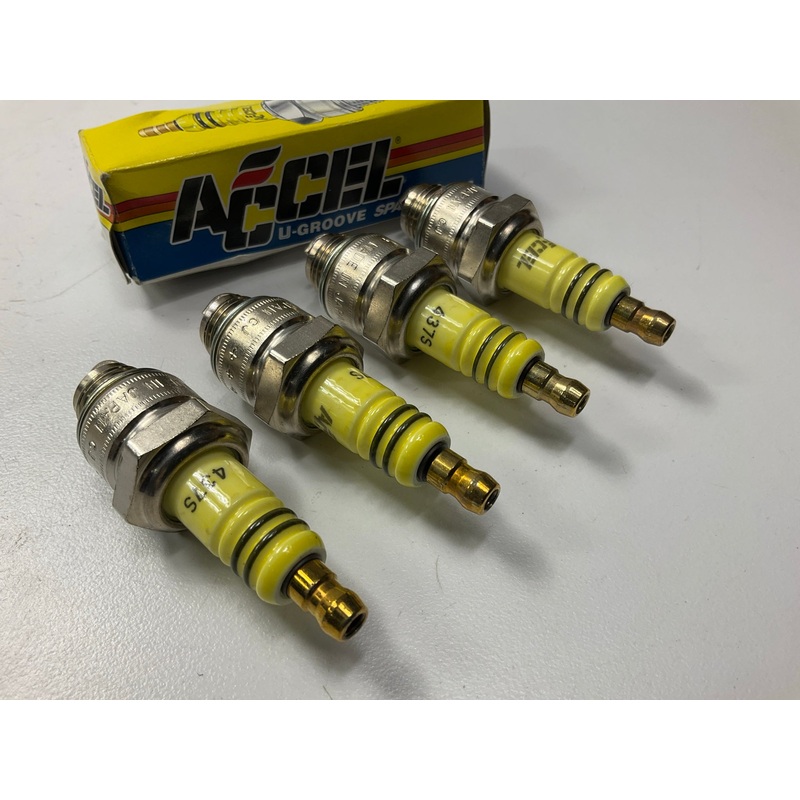 (4) Accel 437S U-Groove Spark Plug, Short Header Spark Plug, High Performance