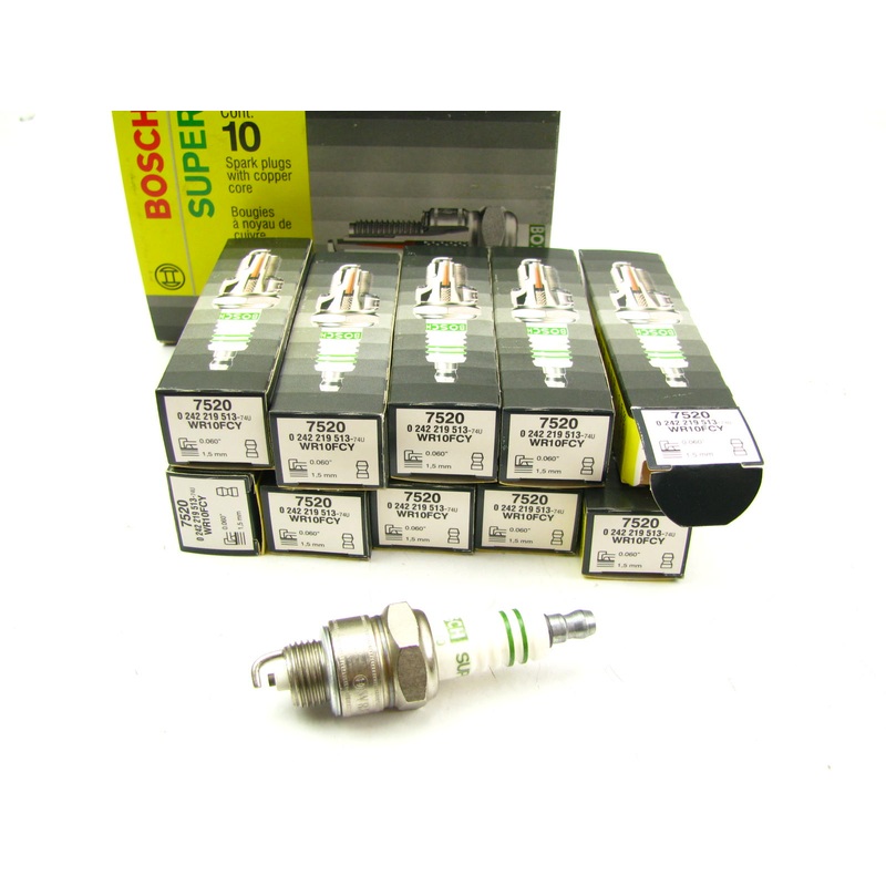 (10) Bosch 7520 Ignition Super Spark Plugs - 0242219513 0242219513-74U WR10FCY