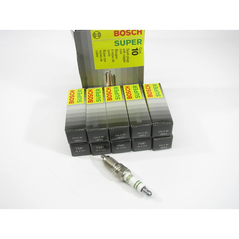 (10) Bosch 7581 Ignition Super Spark Plugs - 0242225552-076 HR9HC0