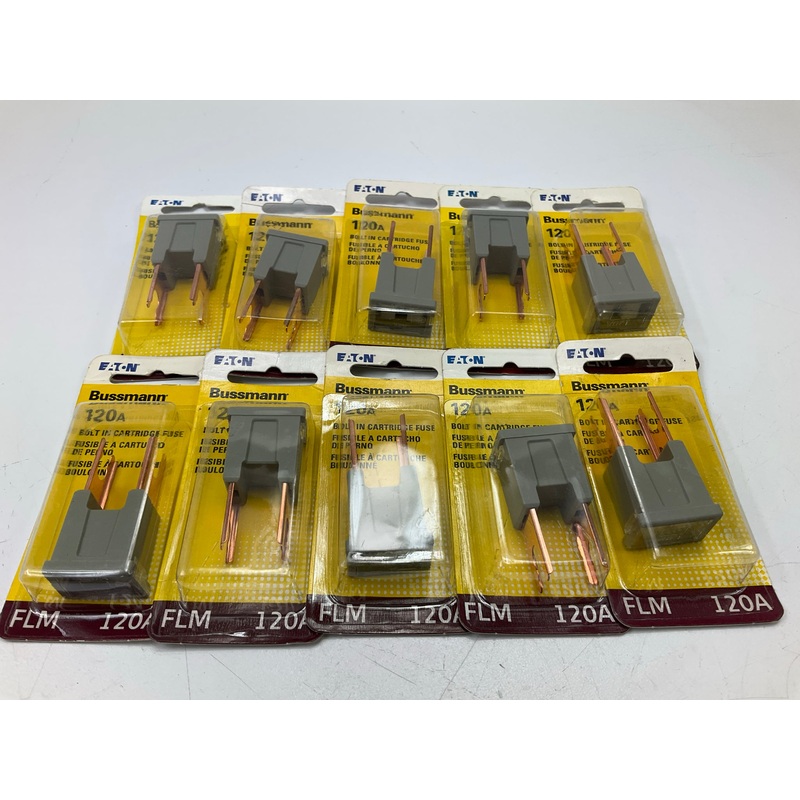 (10) Bussmann BP-FLM-120-RP 120 Amp Bolt In Catridge Fuse Male Terminals