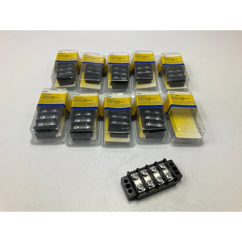 (10) Bussmann BPTB200-04-RP 20 Amp Four Position Double Row Terminal Block