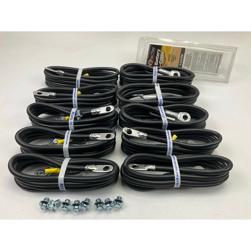 (10) DEKA 00300 Side Post Terminal, Black, 4 Gauge 65'' Long Battery Cable