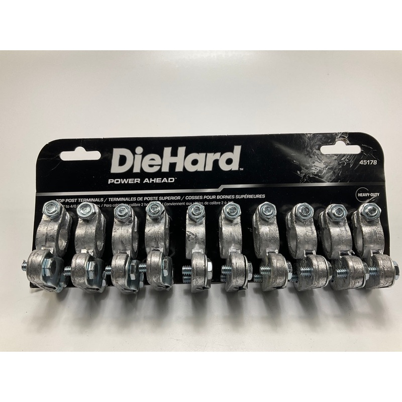 (10) Diehard 45178 Heavy Duty Top Post Battery Terminals For 2-4 Gauge Cables