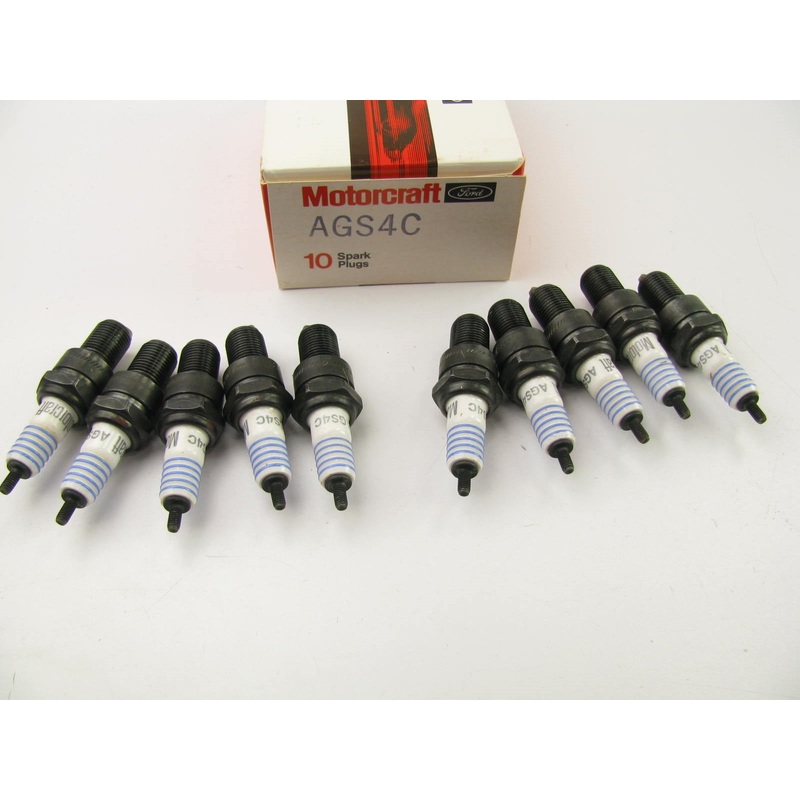 (10) VINTAGE Motorcraft AGS4C Spark Plugs