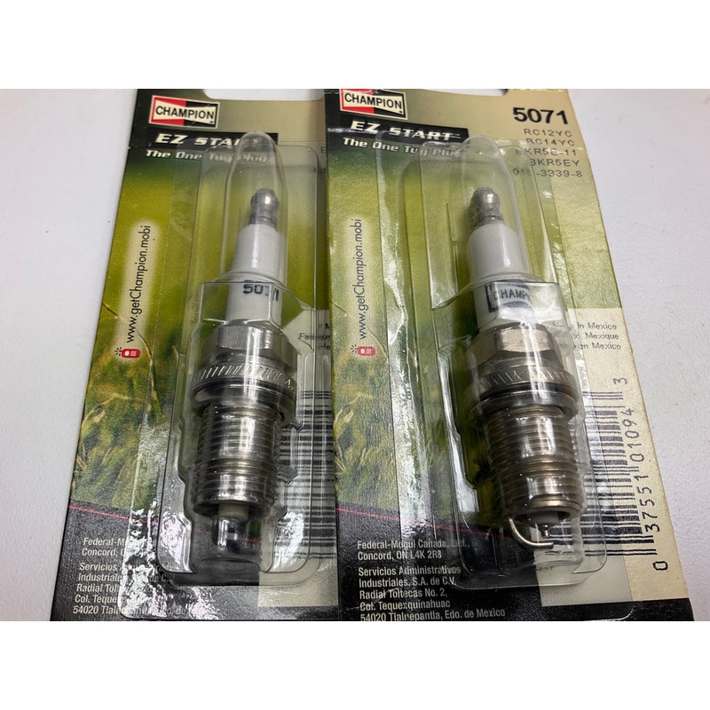 (2) Champion 5071 EZ Start Spark Plugs - RC12YC, RC14YC, BKR5E-11, 71ECO, 71EZ