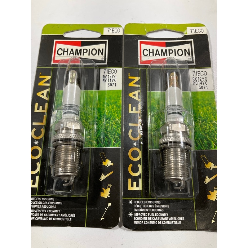 (2) Champion 71ECO ECO-CLEAN Spark Plugs (Replace RC12YC;  RC14YC; 71EZ; 5071)