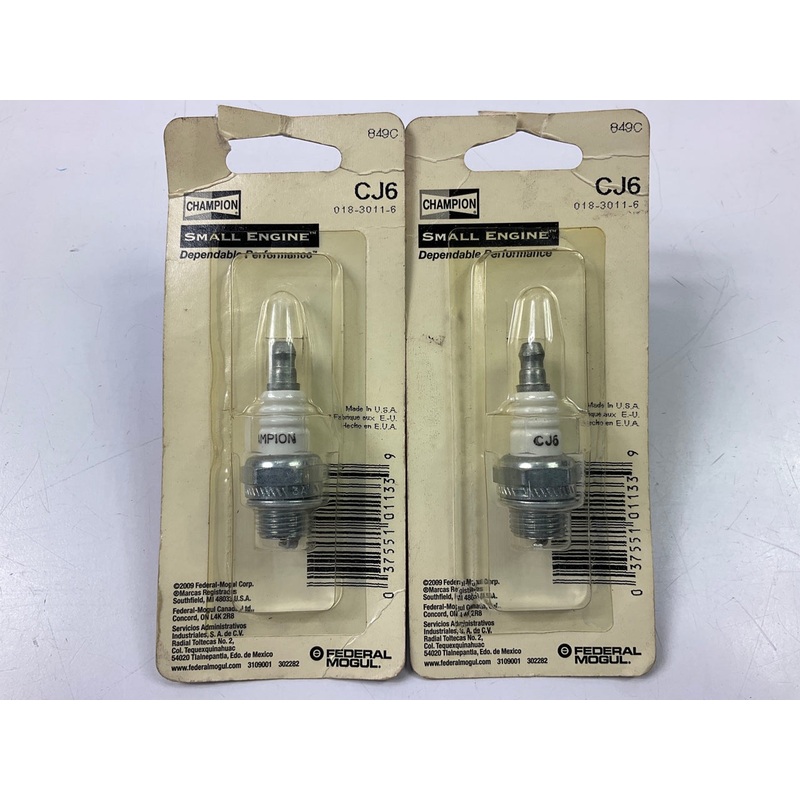 (2) Champion 849C / CJ6 Small Engine Spark Plugs