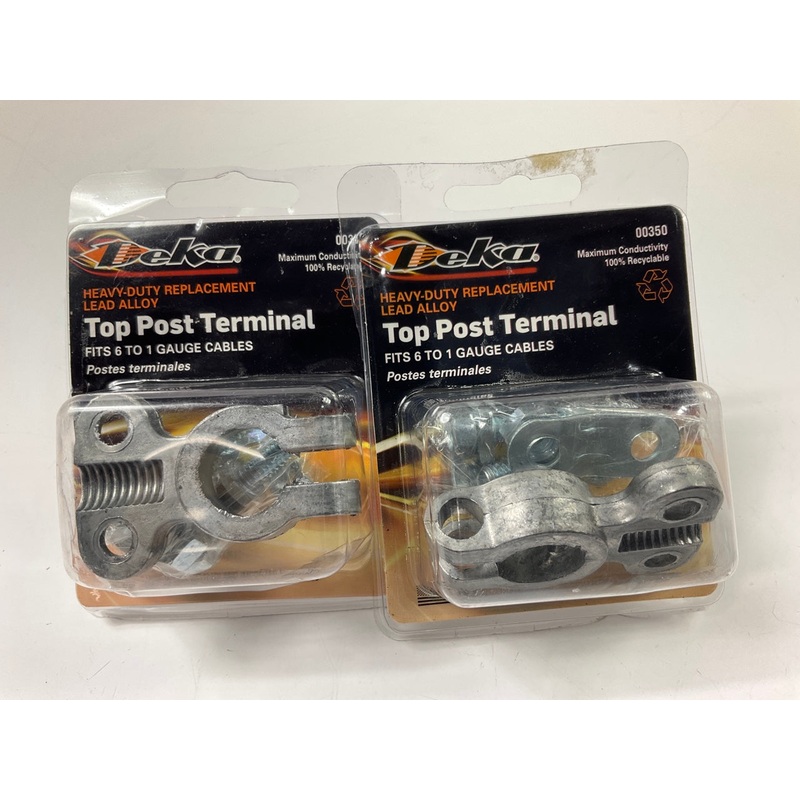 (2) Deka 00350 Universal Heavy Duty Top Post Car Battery Terminal, 1-6 AWG Cable