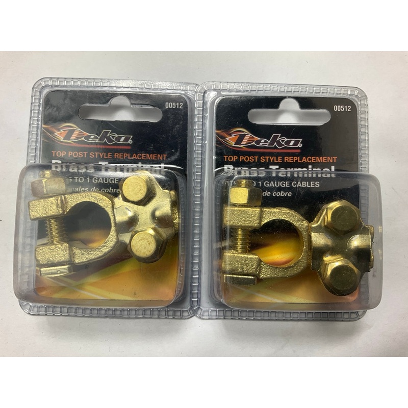 (2) Deka 00512 Top Post Brass Battery Terminals For 1 AWG - 6 AWG Battery Cable