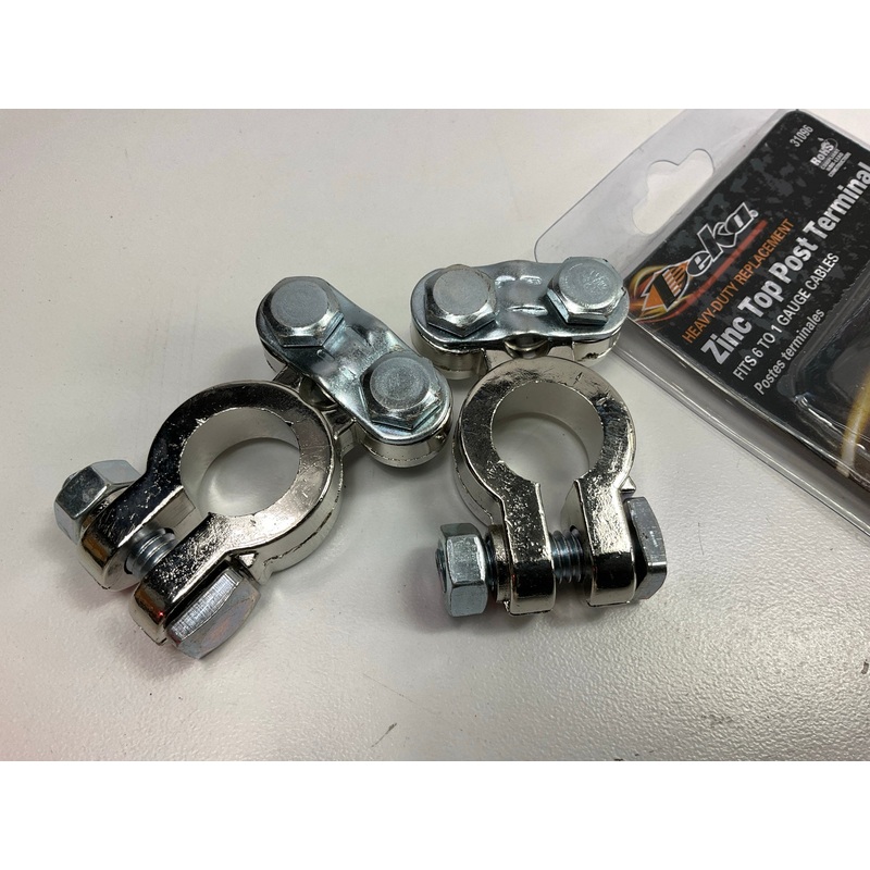 (2) Deka 31096 Zinc Top Post Battery Terminals, 1 To 6 Gauge Cable, Lead Free