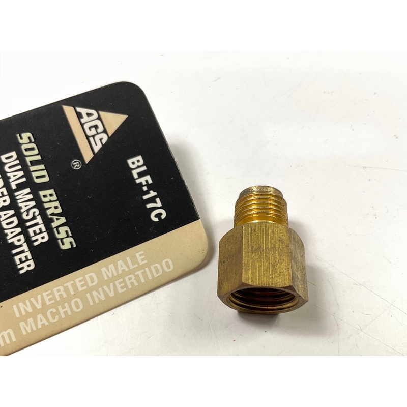 AGS BLF-17C Brass Adapter, 1/2''-20 Inverted To 7/16''-24 Inverted
