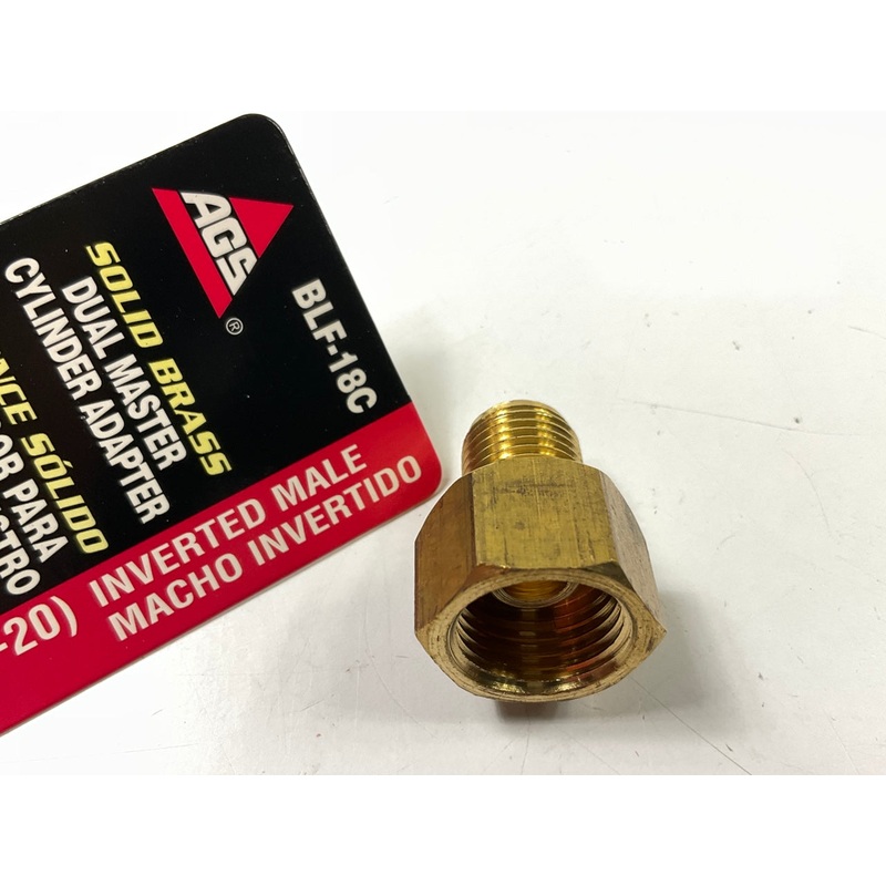 AGS BLF-18C Brass Adapter, 5/8''-18 Inverted To 1/2''-20 Inverted