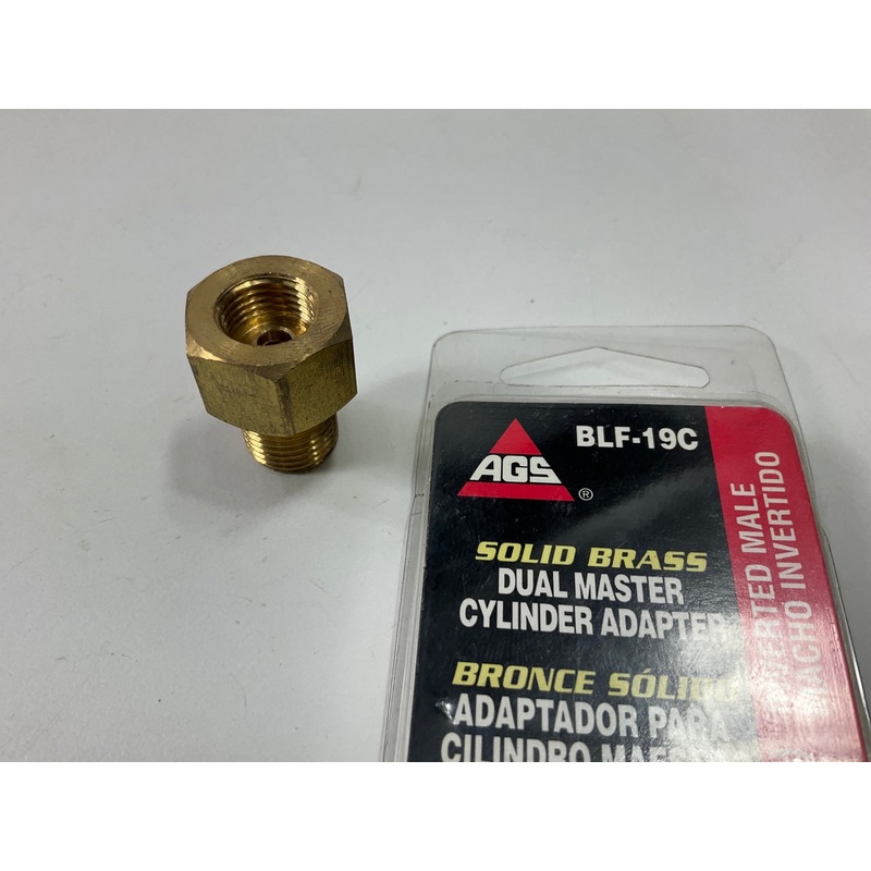 AGS BLF-19C Brass Adapter, 7/16''-24 Inverted To 1/2''-20 Inverted