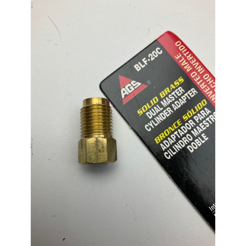 AGS BLF-20C Brass Adapter, 3/8''-24 Inverted To 1/2''-20 Inverted