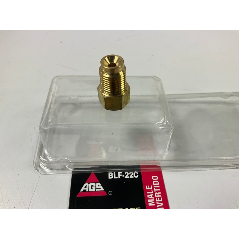 AGS BLF-22C Brass Adapter, 3/8''-24 Inverted To 7/16''-24 Inverted