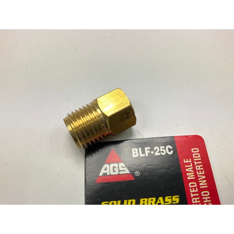 AGS BLF-25C Brass Adapter, 7/16''-24 Inverted To 9/16-18 Inverted