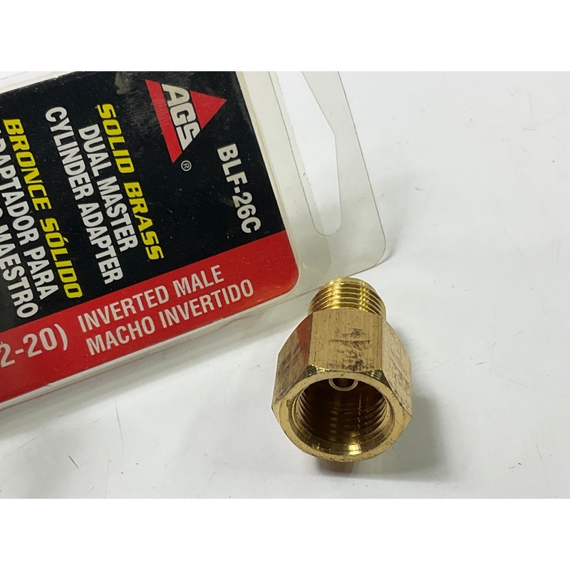 AGS BLF-26C Brass Master Cylinder Adapter, 9/16-18 Inverted To 1/2''-20 Inverted