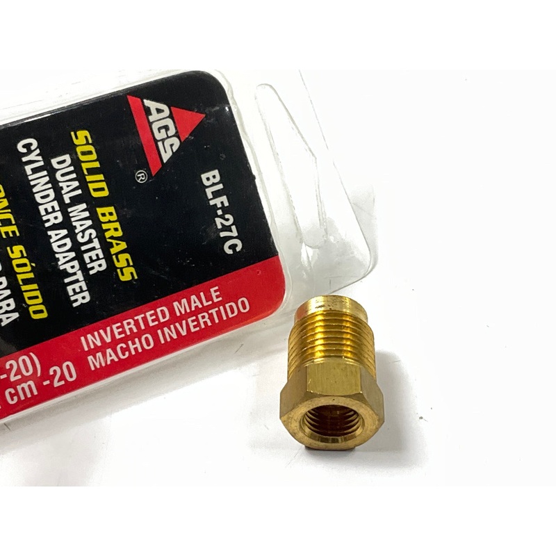 AGS BLF-27C Brass Adapter, 3/8''-24 Inverted To 9/16-20 Inverted