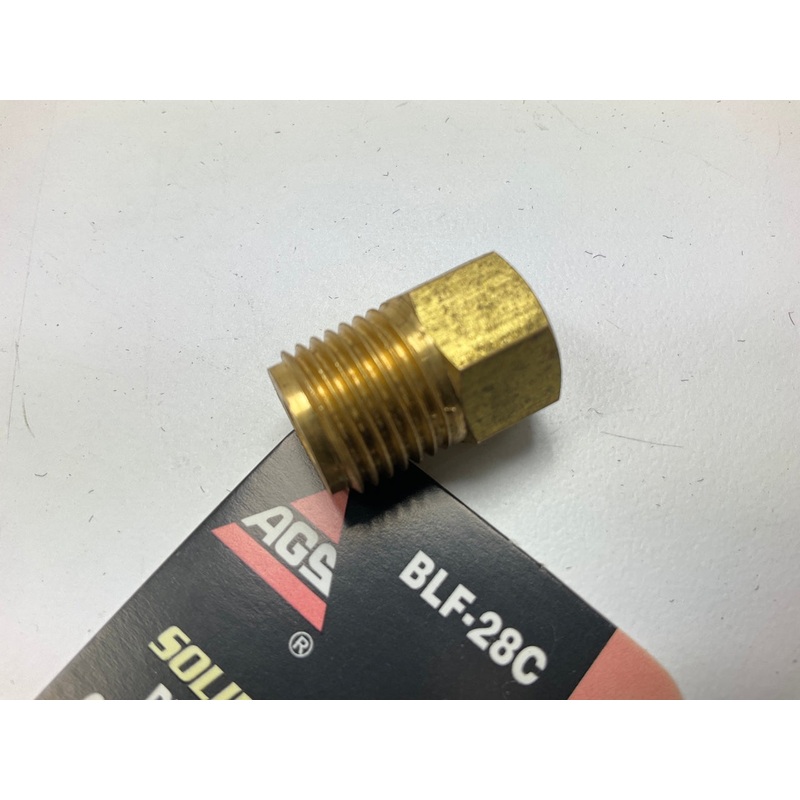 AGS BLF-28C Brass Adapter, 3/8''-24 Inverted To 9/16''-18 Inverted